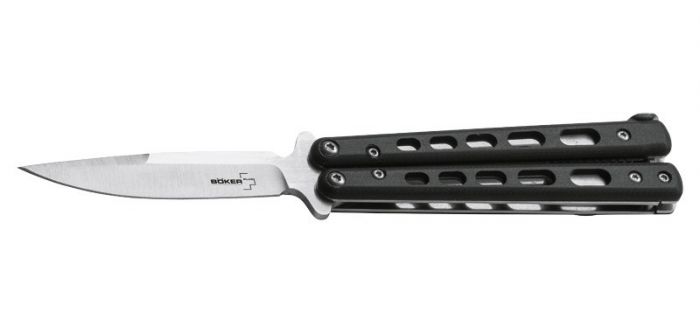 Складной нож Boker Plus Balisong 06EX002, Satin Finish 440C Steel, рукоять стеклотекстолит G-10, чёрный