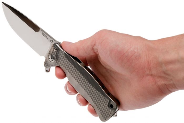 Нож складной LionSteel SR11 G (GREY), сталь Uddeholm Sleipner® Satin, рукоять титан по технологии Solid®, серый