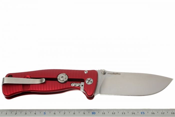Нож складной LionSteel SR2A RS Mini, сталь Uddeholm Sleipner® Satin Finish, рукоять алюминий (Solid®), красный